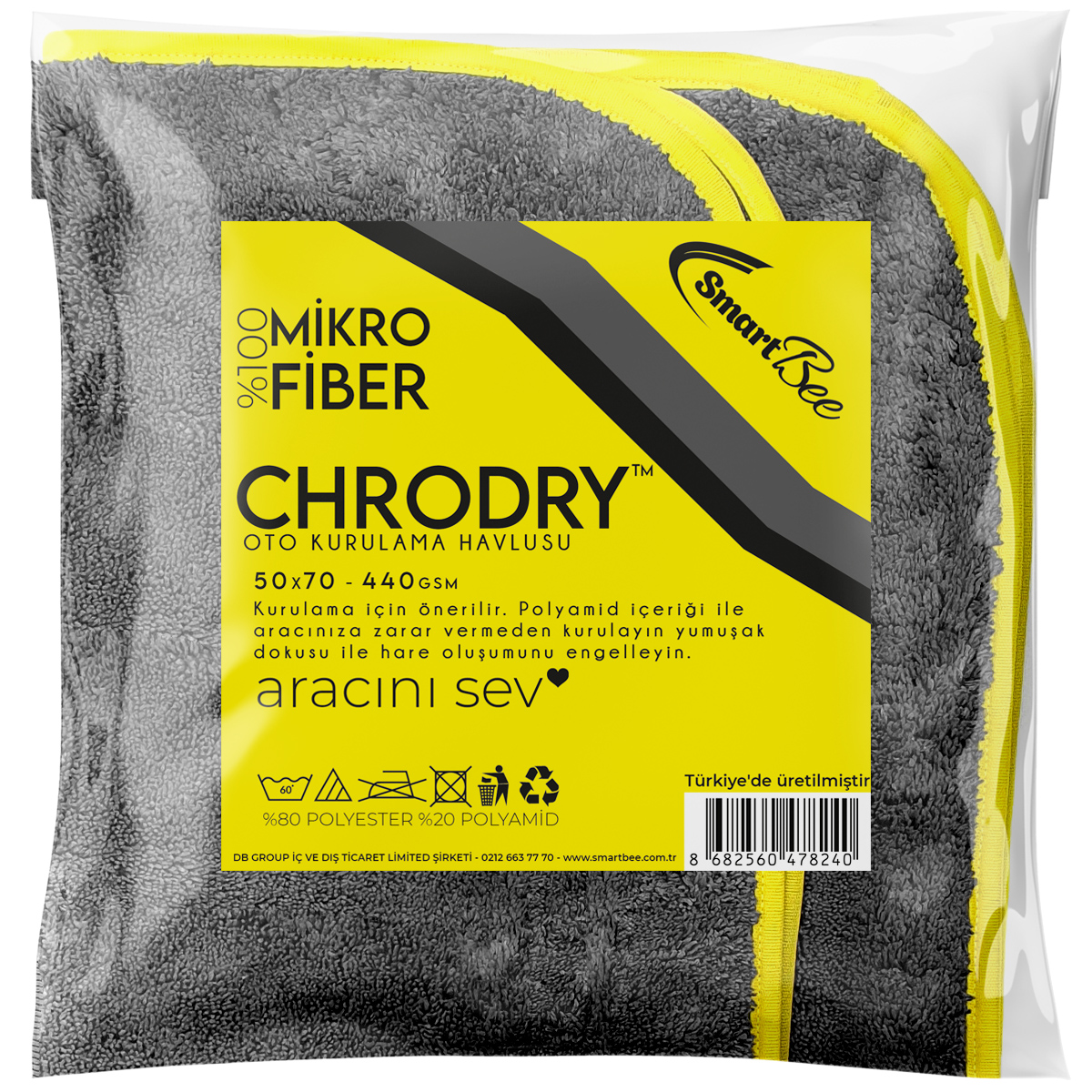 Chrodry Mikrofiber Oto Kurulama Havlusu 50×70 440gsm – Antrasit