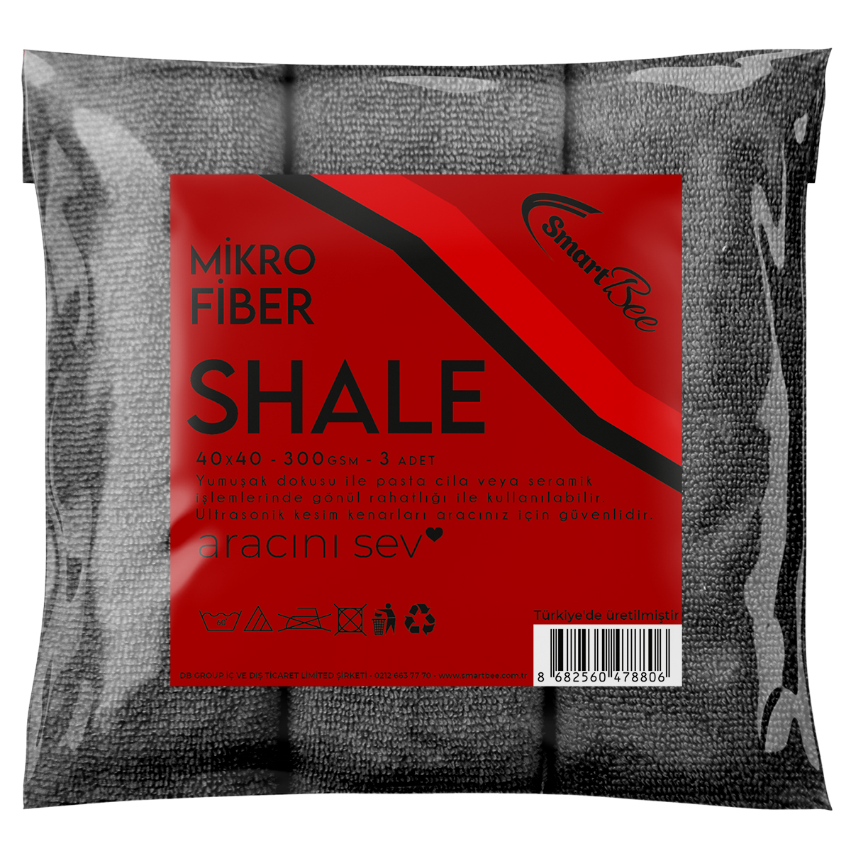 SHALE 3’lü Mikrofiber Lazer Kesim Parlatma Bezi 40×40 300gsm – Antrasit